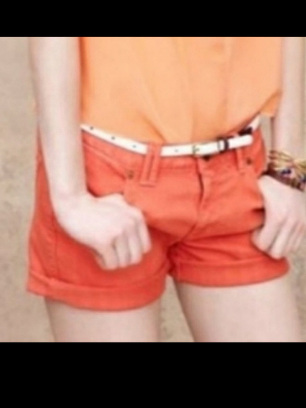 Madewell Orange Cuffed Hem Jean Shorts